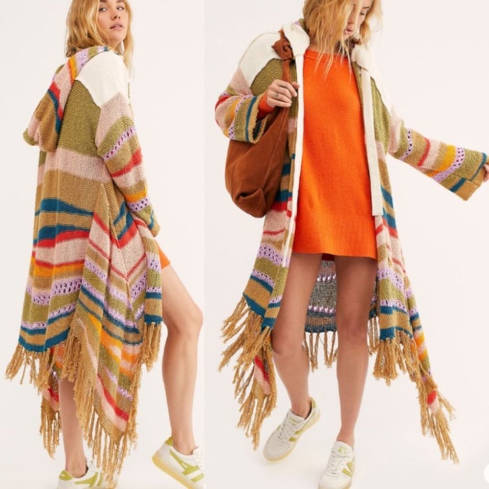 Free People Beach Party Fringe Cardigan Sweater